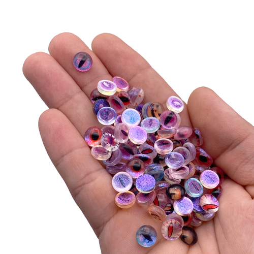カボション 目 8mm 半円 混色 50個 ミックス 丸 クリア ぷっくり