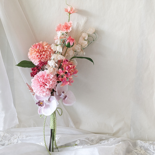 ヘッドピース付き和装ブーケブライダルブーケアーティフィシャル