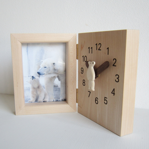 シロクマ君　置き時計・写真立て 2枚目の画像