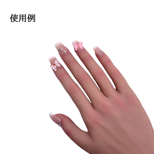 ネイルパーツ リボン 水玉 12mm 3D 立体 100個 混色 ドット柄