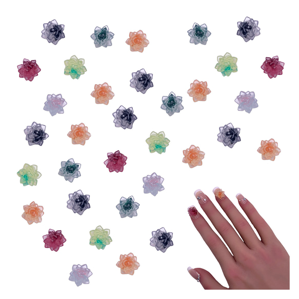 ネイルパーツ 花 10mm 混色 100個 蓄光 フラワー 立体