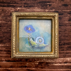 絵画。原画【手の中の紫色のアサガオ、かわいい黒猫とウサギ】 猫 絵画 黒猫 桜 アクリルガッシュ 香月和夫 「春月猫」 額付き