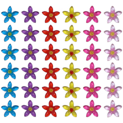 ネイルパーツ フラワー 9ｍｍ 花 100個 混色 ミックス 透明 透明な花 ぷっくり 花びら 樹脂製 デコ 3850 2枚目の画像