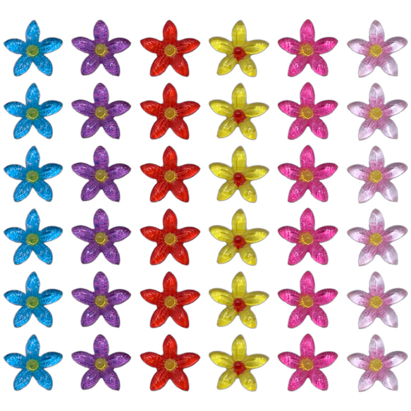 ネイルパーツ フラワー 9ｍｍ 花 100個 混色 ミックス 透明 透明な花 ぷっくり 花びら 樹脂製 デコ 3850 2枚目の画像