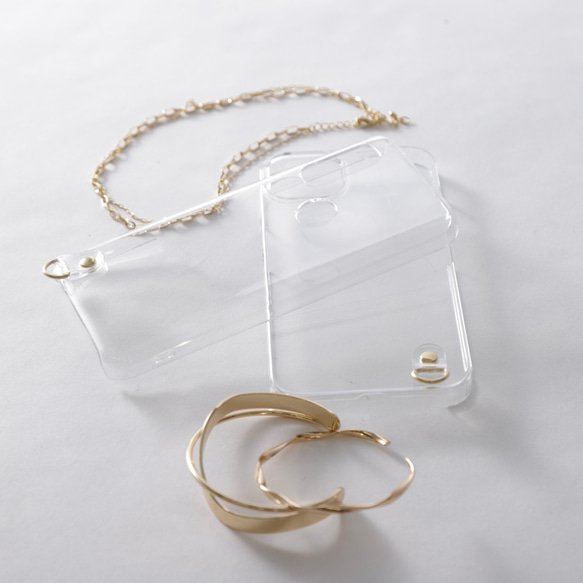 単品】金具加工 クリアケース シンプル シルバー ゴールド iPhone