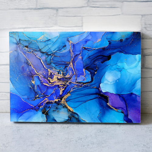 一点物】青の閃光✴︎インテリアアート 絵画 IMPROVE ARTWORK