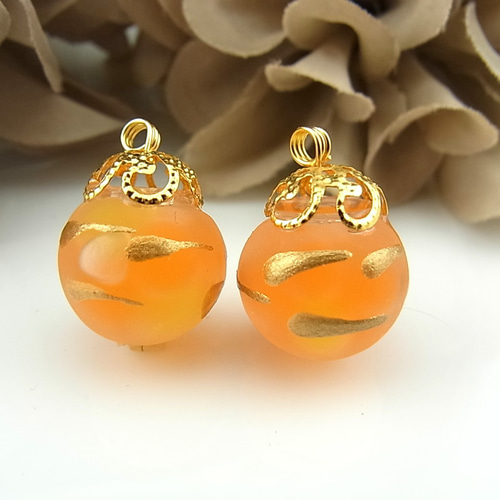 オレンジ系ドームレジンヘアゴム