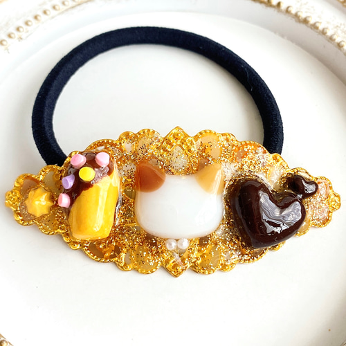 フラワーハンドメイドレジンヘアゴムポニーフック78 レジンヘアゴム ポニーフック ドライフラワー No.78