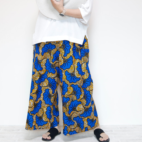 アフリカンプリント☆フレアパンツ（leaf）アフリカ布