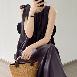 ADEAM ノースリーブ リボン ワンピース 黒 ベージュ ADEAM ノースリーブ リボン ワンピース 黒 ベージュ