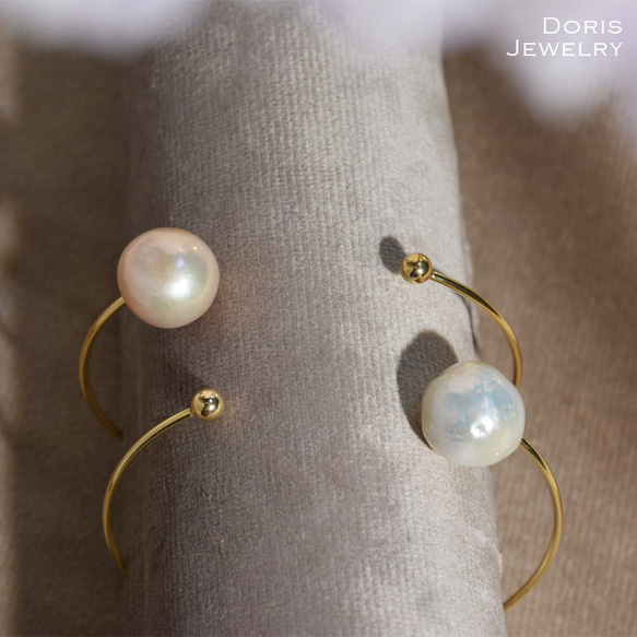 only for you】 珠が選べる 淡水バロックパールバングル 真珠バングル