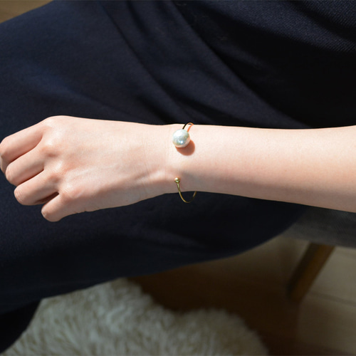 only for you】 珠が選べる 淡水バロックパールバングル 真珠バングル