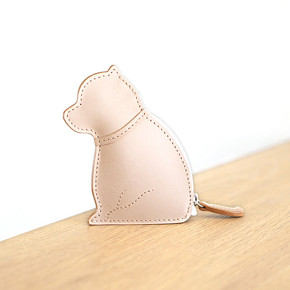 お座りする子犬のコインケース 小銭入れ・ナチュラル