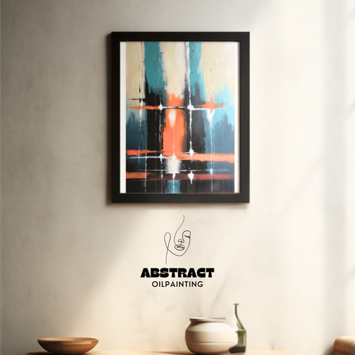 リビング アートポスター アブストラクトアート 木製高級フレーム付き