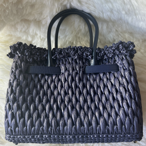 コットンラフィア カデナ フリルバーキンバッグ B25cm トート