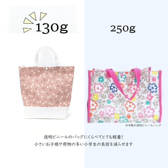 即納☆軽量・防水トートバッグ☆プールバッグ☆サブバッグ☆さくらんぼ☆入園入学☆女の子 5枚目の画像