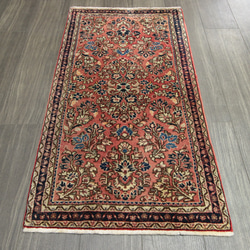 ヴィンテージ ペルシャ絨毯 クム産 オールド手織り絨毯 クムウール