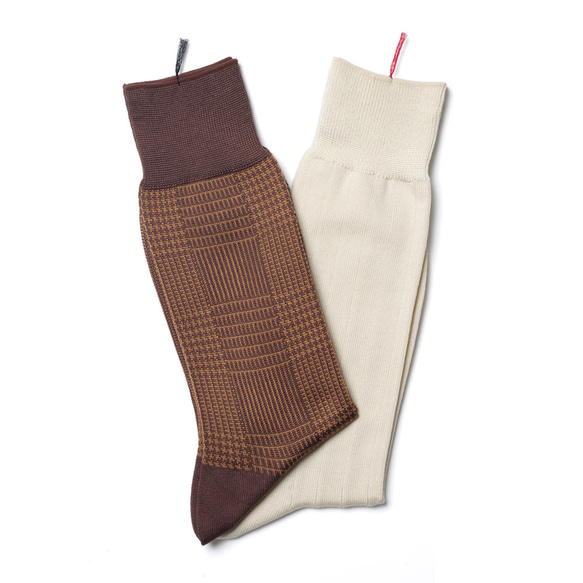 上質な靴下を贈ろう！ 2足組メンズソックスギフト －  INCOLOUR アイボリー＆ブラウン 2枚目の画像
