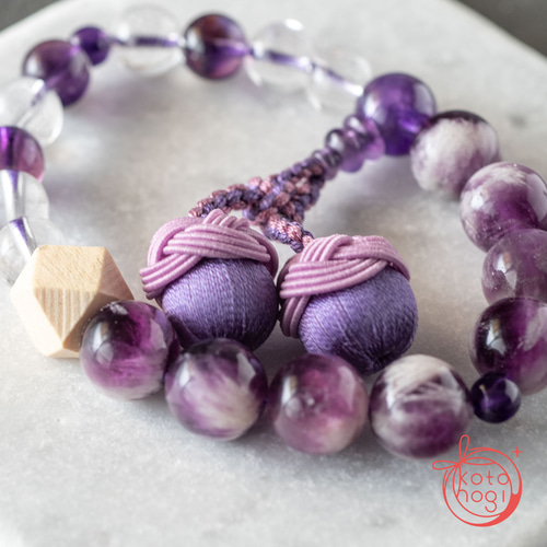 お守り ブレスレット＊天然石 エンジェルフェザーフローライト