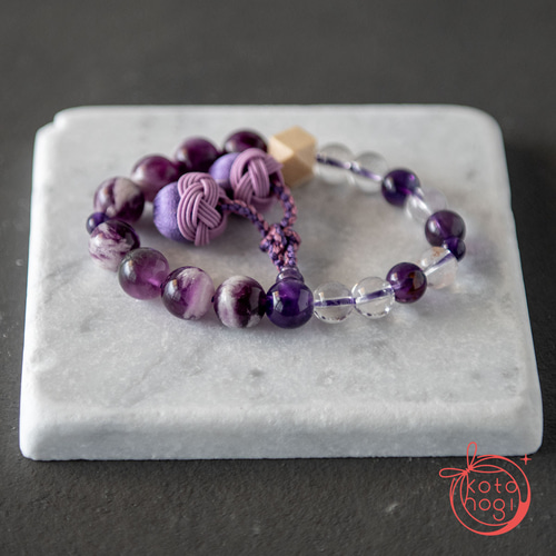 お守り ブレスレット＊天然石 エンジェルフェザーフローライト