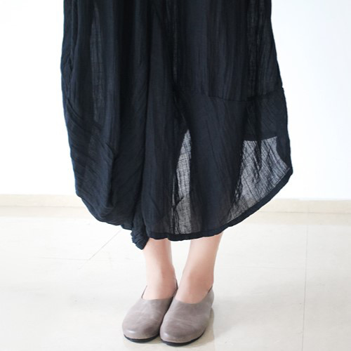 【即納】イレギュラーヘムラインで魅せる★風合いリネンワンピース エンジ