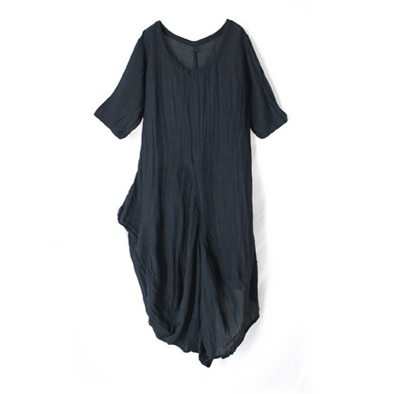 【即納】イレギュラーヘムラインで魅せる★風合いリネンワンピース エンジ