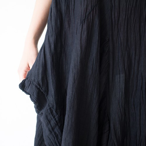 【即納】イレギュラーヘムラインで魅せる★風合いリネンワンピース エンジ