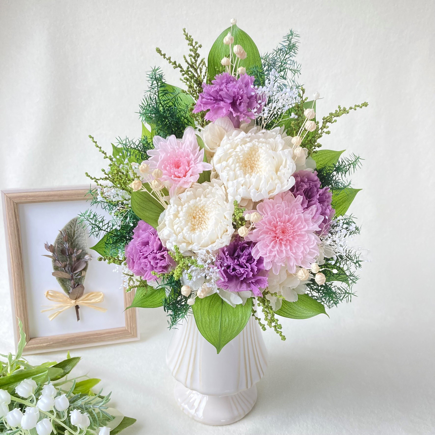 ❀専用　プリザーブドフラワー　お供え花　仏花　ことね菊　対　二基　ベルカップ