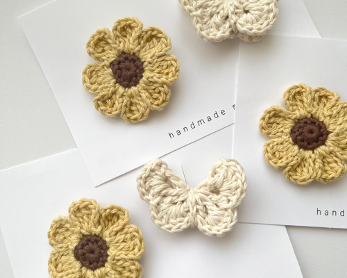 向日葵と蝶々のベビーキッズヘアクリップ 2つセット ヘアアクセサリー