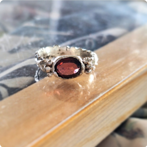 3号】ガーネット ピンキーring / 天然石silver925 ボタニカル