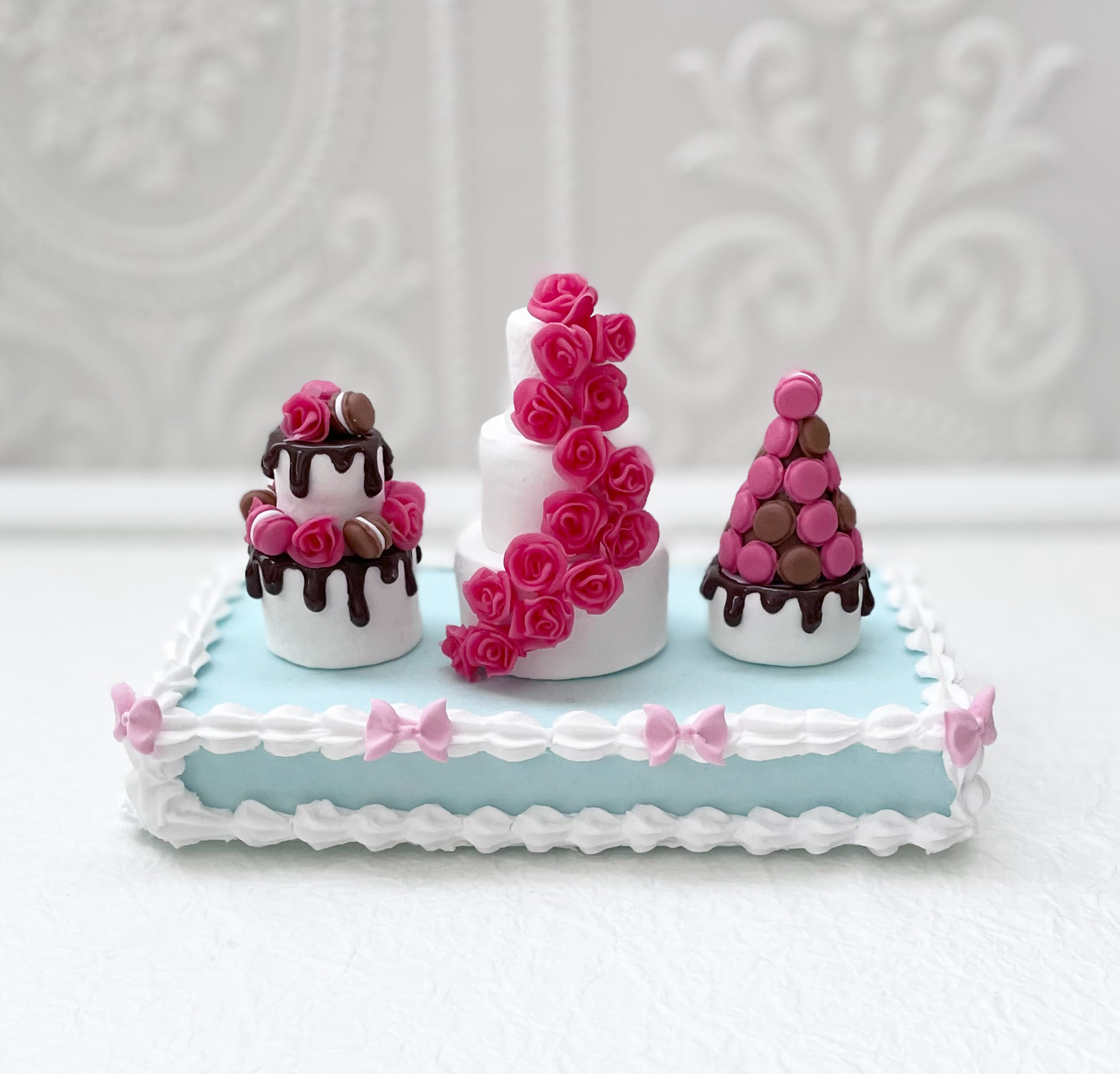 ミニチュアクレイケーキ＆マカロンタワー✳︎色変更可