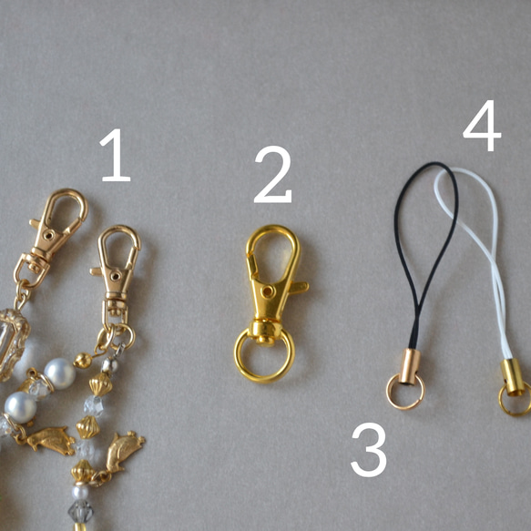 ぷっくりハートやパールのミニハンドストラップ ＆ スマホストラップ　ピンク×シャンパン 5枚目の画像