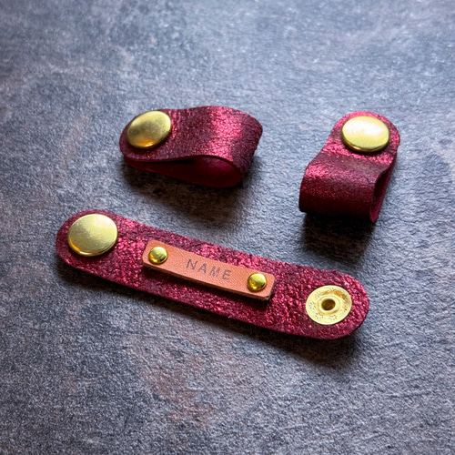 赤箔 【名入れ・ラッピング無料】 本革 コードクリップ その他携帯  