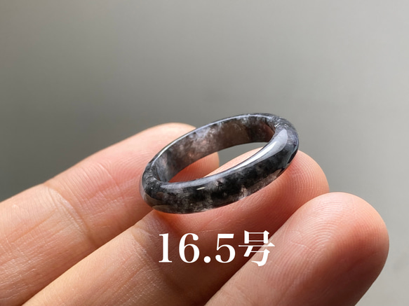 L6-120 美品 黒翡翠 16.5号 ミャンマー産天然 A貨 本翡翠 くりぬき