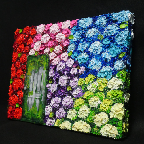 油絵 油彩 油彩画 絵 絵画 【扉の先の紫陽花の階段】 絵画 HR