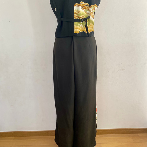 着物リメイク　ロングガウチョパンツ 65e11cdbec3f1fac603360837ab32e