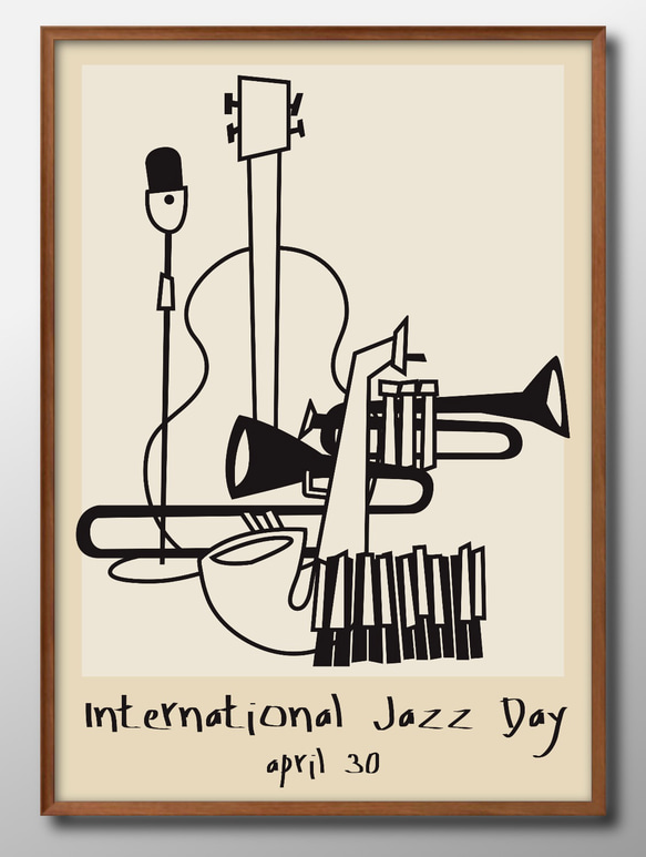 7005□ポスター アート 絵画『ジャズ JAZZ 音楽』北欧 A3 イラスト