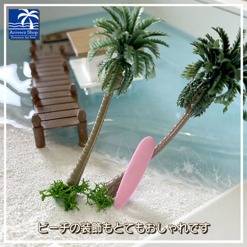 P-87】海Oceanアート(南国水上コテージとビーチ）自立型インテリア