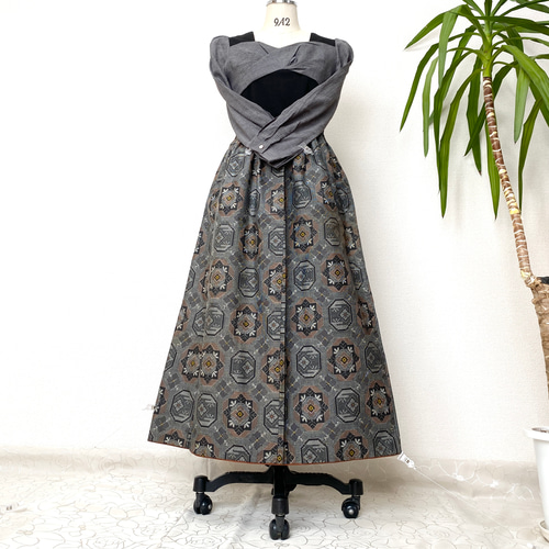 大人可愛いセレブ大島紬着物スカートフリーサイズ1点物大島紬着物