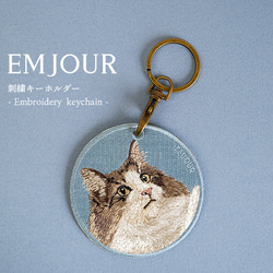 ハンドメイド刺繍キーホルダー焼き魚と茶トラさん - メルカリ