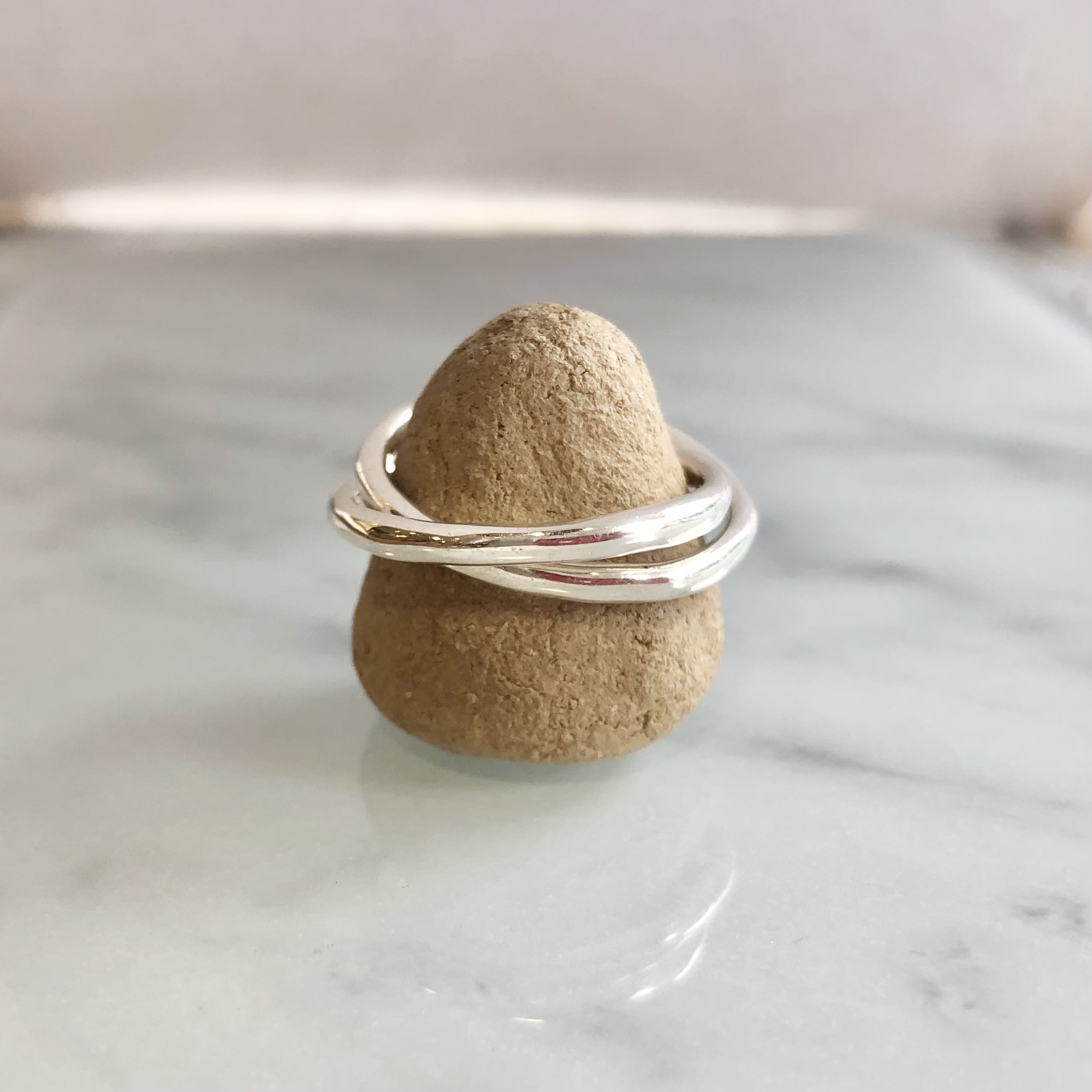 歪な甲丸2連リング M/silver/B029