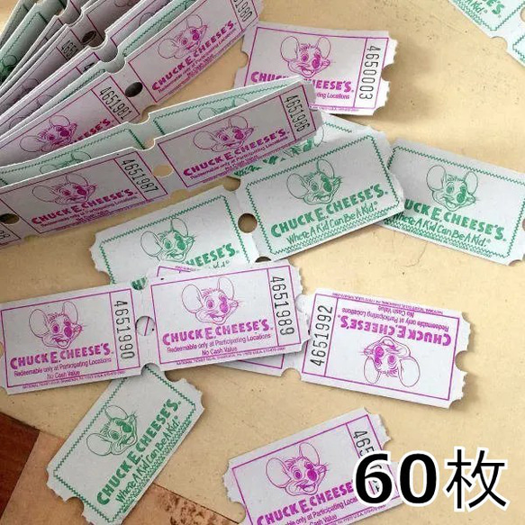 168・チャッキーチーズチケット 緑/紫 60枚 アメリカ チケット ロール