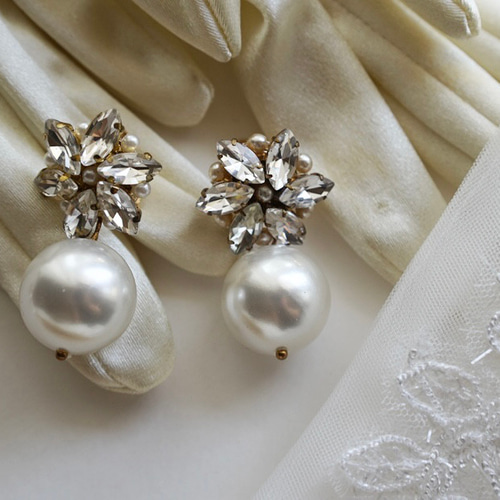 ウェディングピアス パール アクセサリー 結婚式 花嫁 ビジュー 新品未 