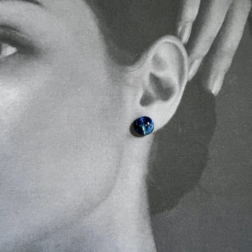 銀の月、海王星、火星、星々☆宇宙ガラスピアス 4個セット2way