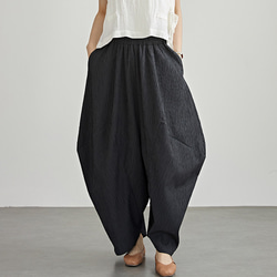 wafu】裾ギュンリネンパンツ 裾がすぼまってるパンツ 男女兼用