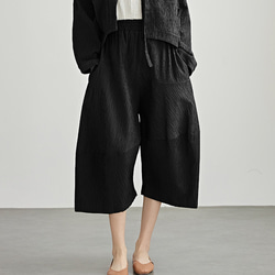 UZUiRO/ウズイロ ちょうちんパンツ/グレー/三河木綿刺し子織り 藍染め