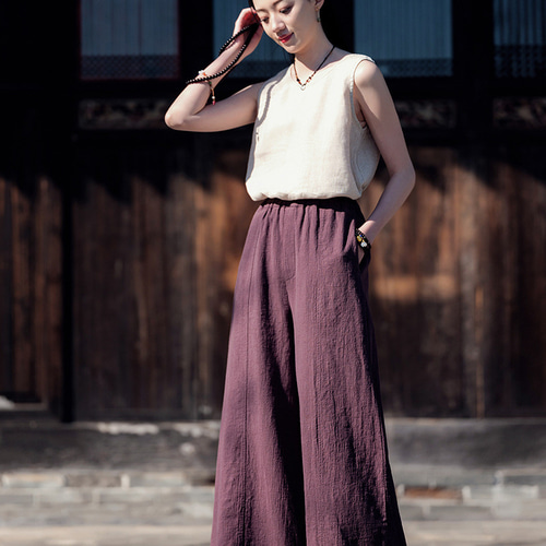 chez vidalencアンティークリネンキュロットパンツ 84babe4ab7a474b9cefbb23476250c