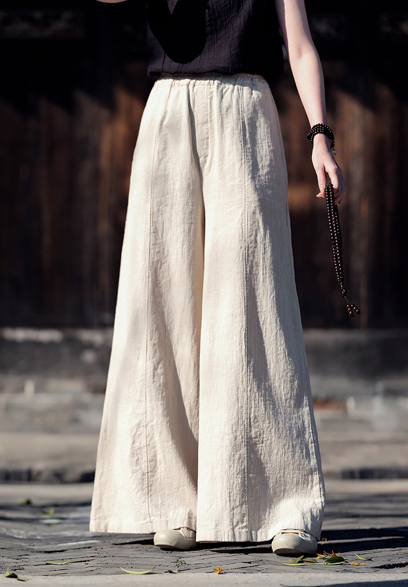 苎麻ワイドパンツ 砂洗綿キュロット #6197原苎麻色