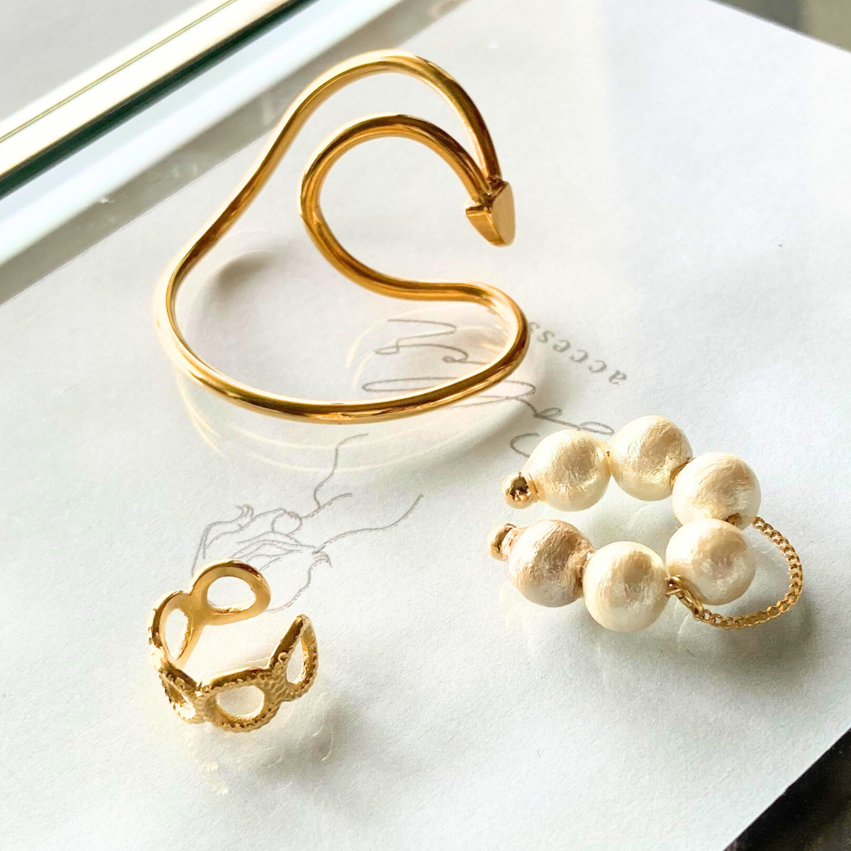 イヤカフ イヤーカフ レディース パール チェーン 痛くない 落ちない 大ぶり 大人 セット 片耳 ゴールド