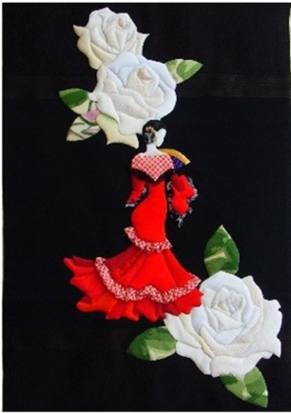 かすみ草様連絡用ちりめん押絵タペストリー